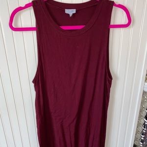 Dark red, dress, sleeveless, knot at the bottom